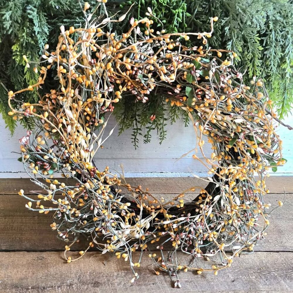 Primitive Colorful Pip Berry Wreath Farmhouse Fall Harvest Wall Autumn Decor